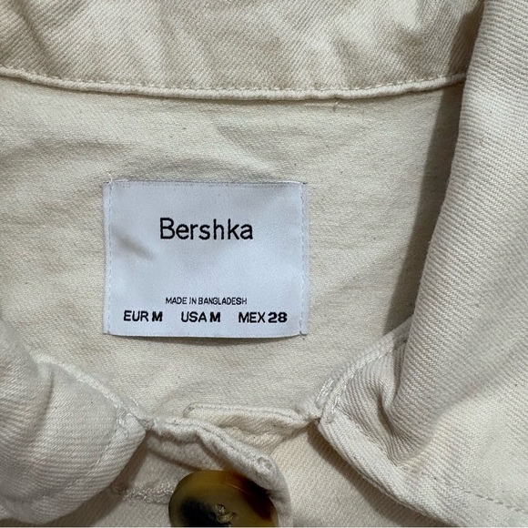 Bershka Women’s Sz M Ivory Canvas Jacket Pockets Buttons Classic Preppy Cropped - Picture 10 of 11